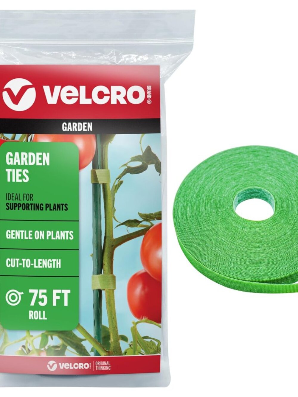Adjustable Plant Ties, Green Garden Tape, 75 ft x 1/2 in